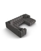 Canapé d'angle gauche panoramique modulable Elise 6 places gris - 330x238x70 cm