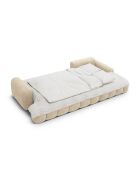Canapé d'angle droit velours convertible avec coffre de rangement Simona 3 places beige clair - 275x142x84 cm
