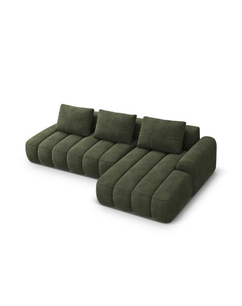 Canapé d'angle droit velours convertible avec coffre de rangement Simona 4 places vert - 275x142x84 cm