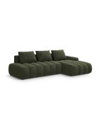 Canapé d'angle droit velours convertible avec coffre de rangement Simona 4 places vert - 275x142x84 cm
