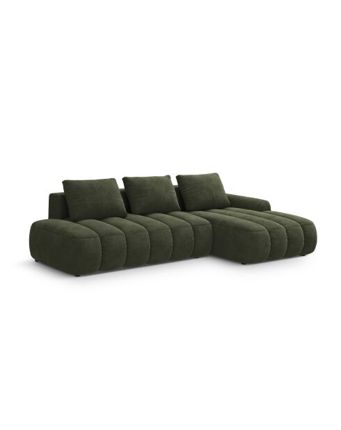 Canapé d'angle droit velours convertible avec coffre de rangement Simona 4 places vert - 275x142x84 cm