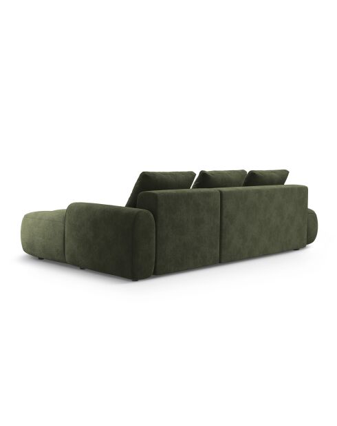Canapé d'angle droit velours convertible avec coffre de rangement Simona 4 places vert - 275x142x84 cm