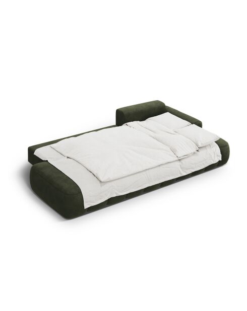Canapé d'angle droit velours convertible avec coffre de rangement Simona 4 places vert - 275x142x84 cm