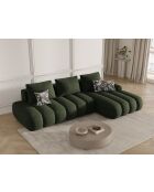 Canapé d'angle droit velours convertible avec coffre de rangement Simona 4 places vert - 275x142x84 cm
