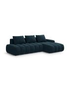 Canapé d'angle droit velours convertible avec coffre de rangement Simona 4 places pétrole profond - 275x142x84 cm