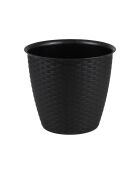 Juego de 2 fundas de plástico para macetas, jardín y plástico, efecto ratán, regaliz, diámetro 30 cm