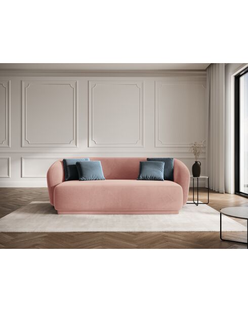 Canapé velours Louis 2 places rose - 180x93x74 cm