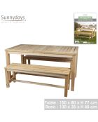 Formentera Holztisch mit 2 Bänken - 150x80x77cm/130x35x45 cm