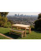 Formentera Holztisch mit 2 Bänken - 150x80x77cm/130x35x45 cm