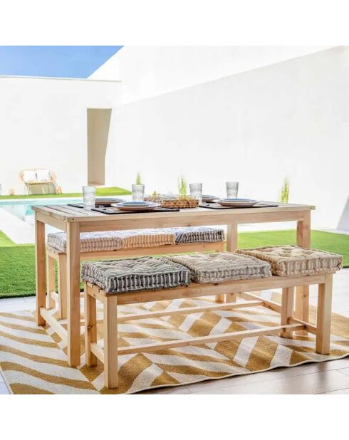 Formentera Holztisch mit 2 Bänken - 150x80x77cm/130x35x45 cm