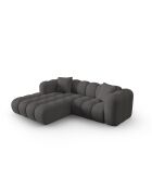 Canapé d'angle gauche modulaire Elise 3 places gris - 238x190x70 cm