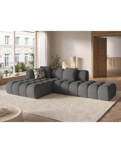 Elise 4-zits grijze modulaire linkerhoekbank - 300x190x70 cm