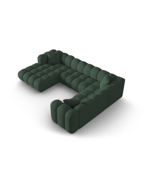 Divano angolare destro panoramico modulare Elise 6 posti verde mare - 330x238x70 cm