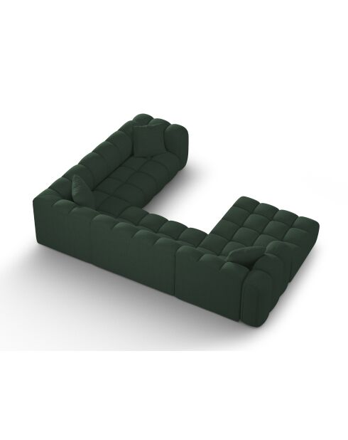 Divano angolare destro panoramico modulare Elise 6 posti verde mare - 330x238x70 cm