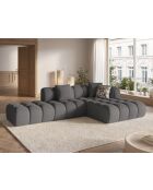 Canapé d'angle droit modulaire Elise 4 places gris - 300x190x70 cm