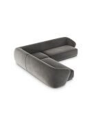 Canapé d'angle symétrique en velours Louis 5 places gris - 256x256x74 cm