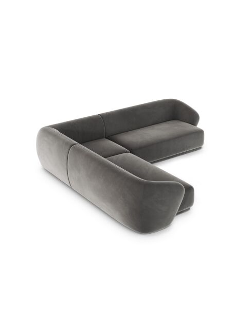 Louis 5-zits grijze symmetrische fluwelen hoekbank - 256x256x74 cm