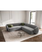 Canapé d'angle symétrique en velours Louis 5 places gris - 256x256x74 cm