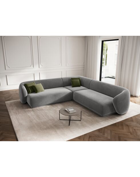 Louis 5-zits grijze symmetrische fluwelen hoekbank - 256x256x74 cm