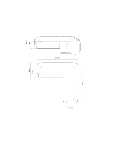 Canapé d'angle symétrique en velours Louis 5 places gris - 256x256x74 cm