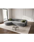 Canapé d'angle gauche velours Louis 4 places gris - 260x155x74 cm