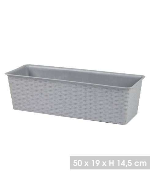 Set van 2 plastic plantenbakken Garden & plastic titanium rotaneffect - 50x19x14,5 cm