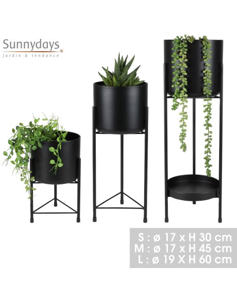 Tuinpothoes op poten en zwart metaal - S:30 cm/M:45 cm/L:60 cm
