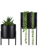 Funda para maceta de jardín con patas y metal negro, 30 cm de largo, 45 cm de largo