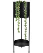 Funda para maceta de jardín con patas y metal negro, 30 cm de largo, 45 cm de largo