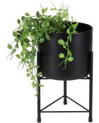 Funda para maceta de jardín con patas y metal negro, 30 cm de largo, 45 cm de largo