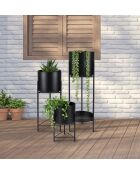 Funda para maceta de jardín con patas y metal negro, 30 cm de largo, 45 cm de largo