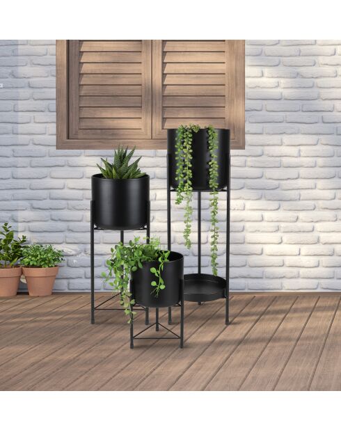 Funda para maceta de jardín con patas y metal negro, 30 cm de largo, 45 cm de largo