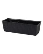Set di 2 fioriere in plastica Garden & plastic effetto rattan alla liquirizia - 50x19x14,5 cm