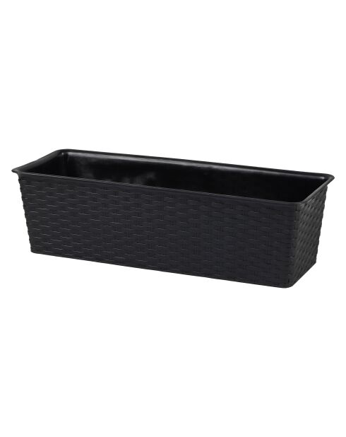 Set di 2 fioriere in plastica Garden & plastic effetto rattan alla liquirizia - 50x19x14,5 cm