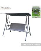 Columpio de jardín Ibiza con sombrilla gris oscuro, 170 x 110 x 153 cm