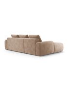 Canapé d'angle gauche velours convertible avec coffre de rangement Simona 3 places beige foncé - 275x142x84 cm