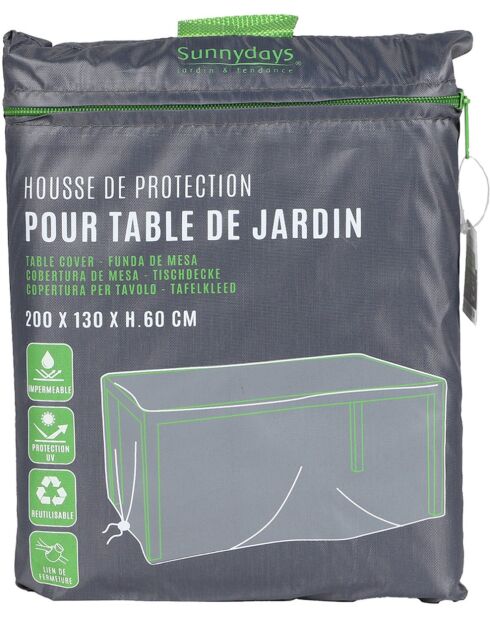 Housse de protection pour table de jardin Premium gris foncé - 200x130x60cm