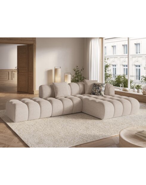 Canapé d'angle droit modulaire Elise 4 places cappuccino - 300x190x70 cm