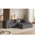 Canapé d'angle droit modulaire Elise 3 places gris - 238x190x70 cm