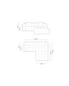 Canapé d'angle droit modulaire Elise 3 places gris - 238x190x70 cm