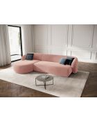 Canapé d'angle gauche velours Louis 4 places rose - 260x155x74 cm