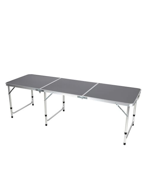 Faltbarer Campingtisch aus grauem Aluminium - 60x180x70 cm