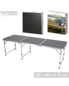 Faltbarer Campingtisch aus grauem Aluminium - 60x180x70 cm