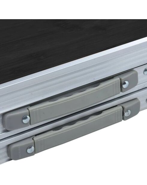 Faltbarer Campingtisch aus grauem Aluminium - 60x180x70 cm