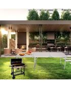 Faltbarer Campingtisch aus grauem Aluminium - 60x180x70 cm