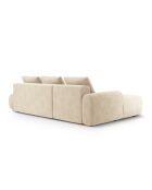 Simona 4-zits lichtbeige converteerbare fluwelen linkerhoekbank met opbergbox - 275x142x84 cm