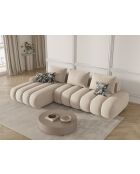 Simona 4-zits lichtbeige converteerbare fluwelen linkerhoekbank met opbergbox - 275x142x84 cm