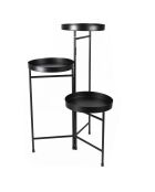 Soporte para plantas con forma de abanico metálico para jardín y metal negro, 54 x 27 x 76 cm