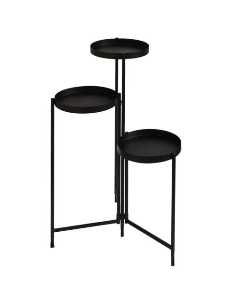 Soporte para plantas con forma de abanico metálico para jardín y metal negro, 54 x 27 x 76 cm