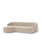 Canapé d'angle gauche velours Louis 4 places beige - 260x155x74 cm